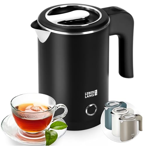 LEBENLANG Bollitore elettrico piccolo in Acciaio Inossidabile - Risparmio Energetico 600W & Portatile 0,5L I Mini Bollitore Elettrico inox Bollitori Acqua Teiera da Viaggio Electric Kettle