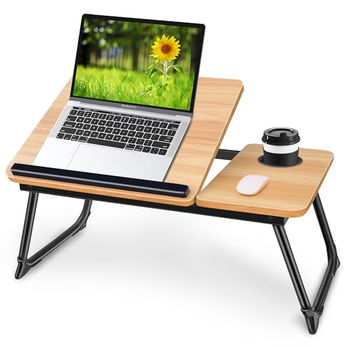 Adjustable Laptop Desk for Bed,Bed Table for Laptops,Laptop Stand for Beds,Lap Desk Foldable Bed Desk for Laptops and Writing,Portable Beds Tray Table with Cup Holder