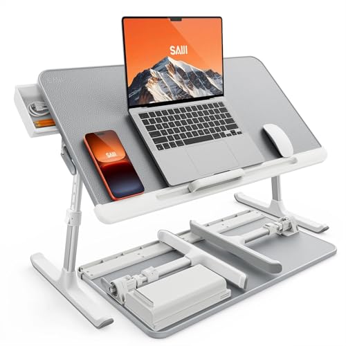 SAIJI Laptop Bed Desk Table - Portable Laptop Stand for Bed with Storage Drawer, Adjustable Lap Desk Bed Tray Fits 17